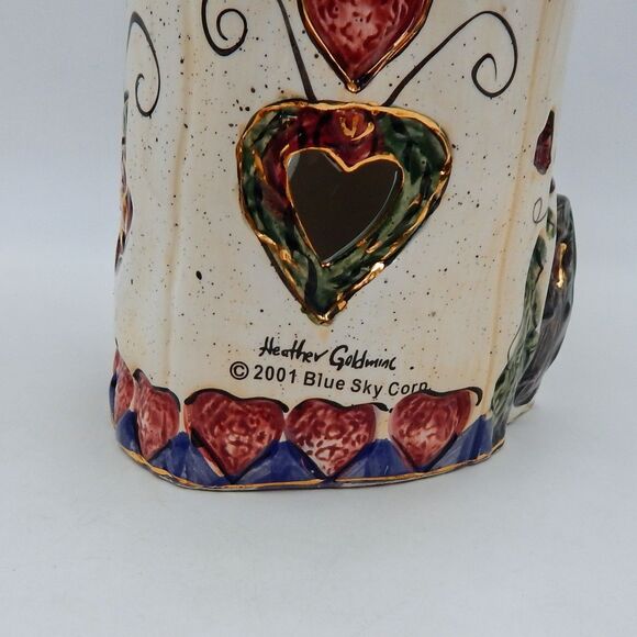 Blue Sky Clayworks Heather Goldminc Heart House Candle Luminary 2001 No Base - Picture 5 of 12
